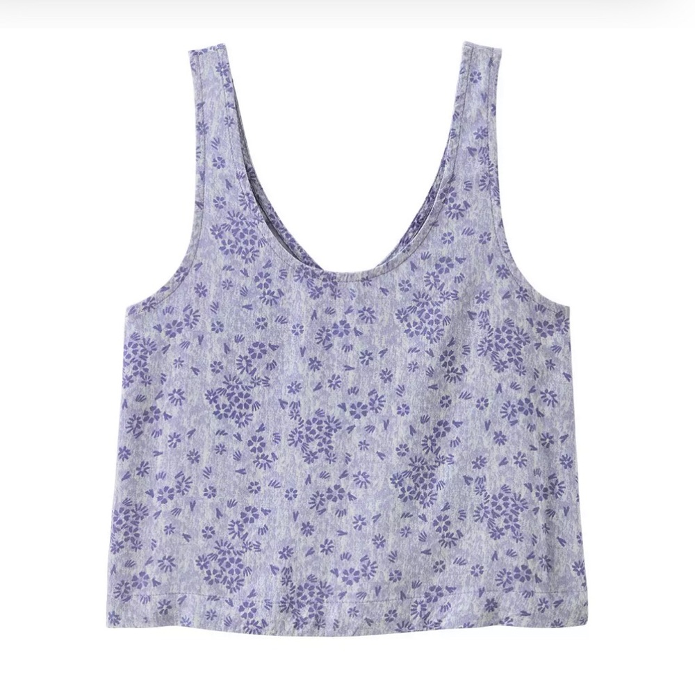 NWOT Patagonia Lavender Floral Button-Front Tank Top - Picture 2 of 4
